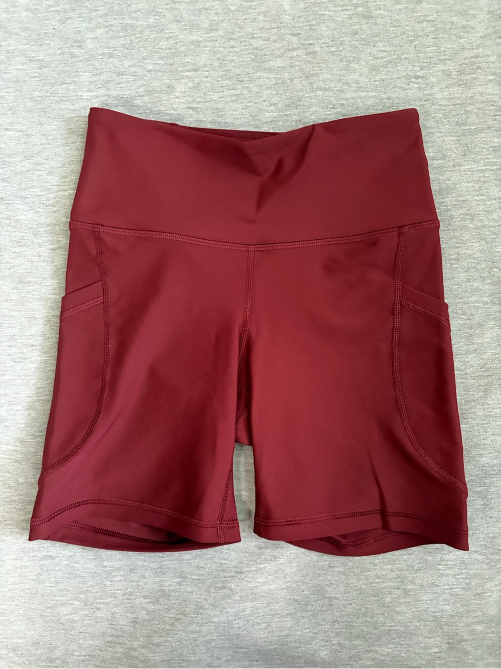 Old Navy Maroon High-Waist Bike Shorts with Side Pockets